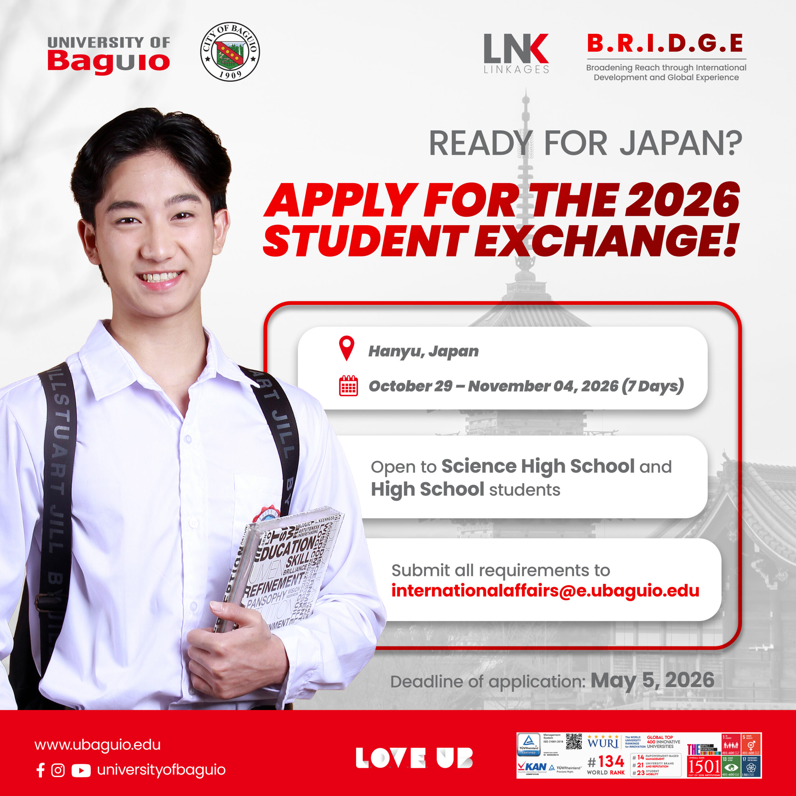 Hanyu, Japan Awaits for UB's 2026 Student Exchange Program
